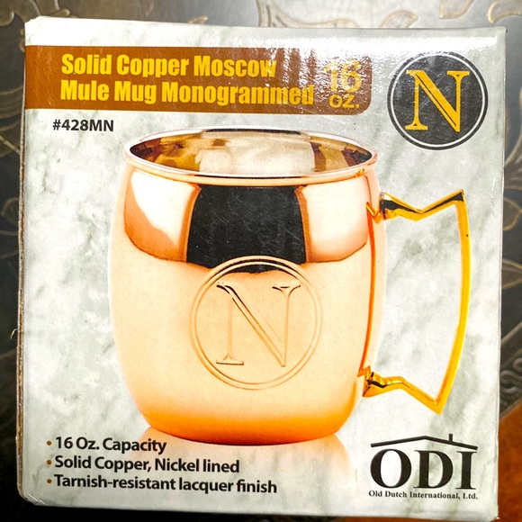 Old Dutch International, Ltd. ODI Solid Copper Moscow Mule Monogrammed Mug “N” - Picture 2 of 4